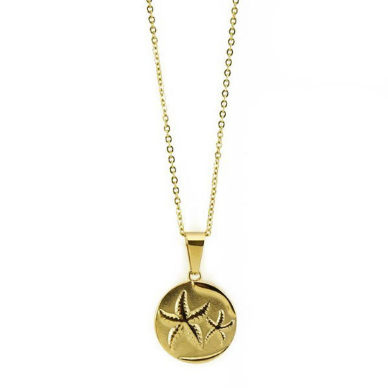Picture of Coin Starfish Necklace Stainless Steel Gold Plating