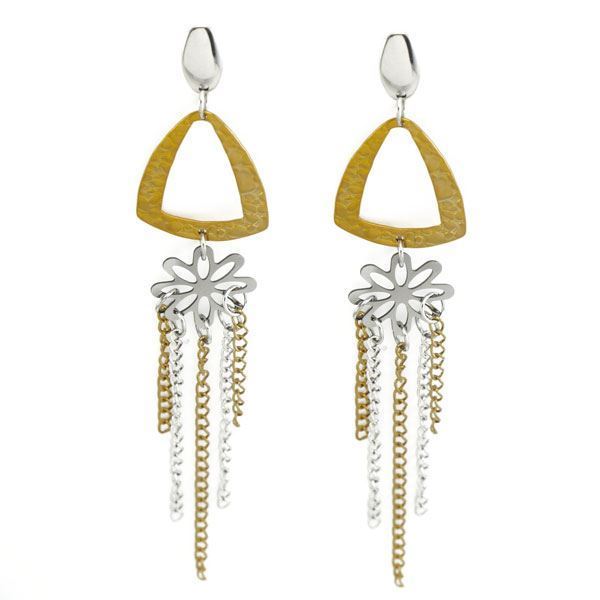 Picture of Flower Dangling Earrings Stainless Steel 