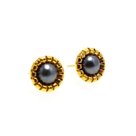 Picture of Stud Pearl Earrings Stainless Steel Gold Plating