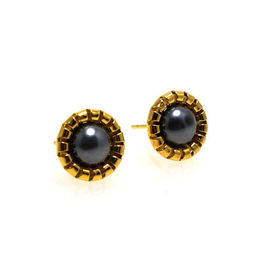Picture of Stud Pearl Earrings Stainless Gold Plating
