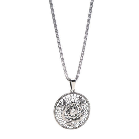 Picture of Flower Medallion Necklace Stainless Steel Polished