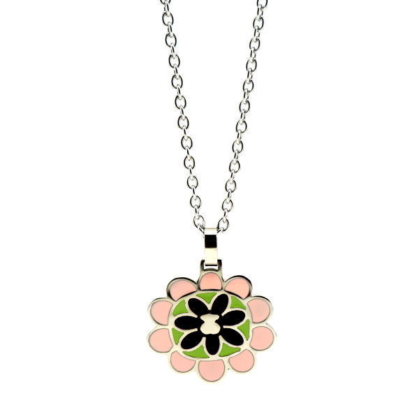 Picture of Flower Enamel Pendant Stainless Steel Necklace