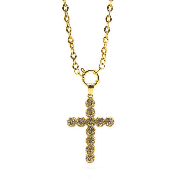 Picture of Crucifix Crystal Necklace Stainless Steel