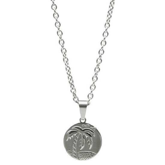 Picture of Coin Palm Tree Necklace Stainless Steel